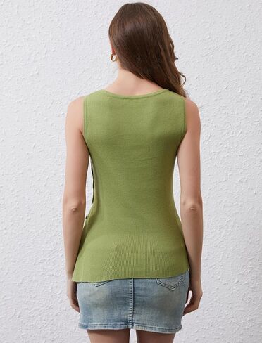 Women Asymmetrical Button Sweater Vest Sleeveless Side Split Rib Knit Slim Fit Sweater Tank Top Summer Pullover Top in Saudi Arabia