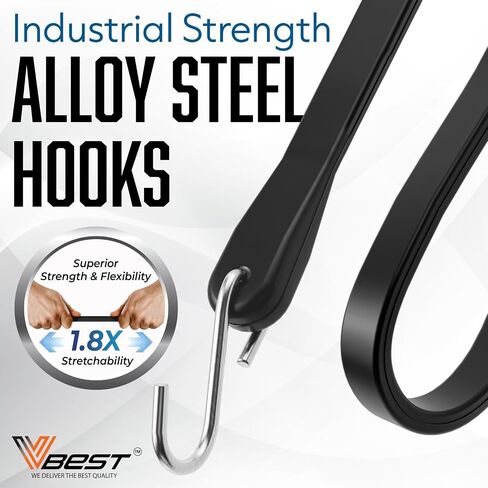 Rubber Bungee Cords with Hooks – Heavy Duty 15" Bungee Straps (6 Pack), 1.8X Max Stretch, Over 200 lbs Load – 100% EPDM Rubber & S-Hooks for Cargo, Tarps, Outdoor Use in Kuwait