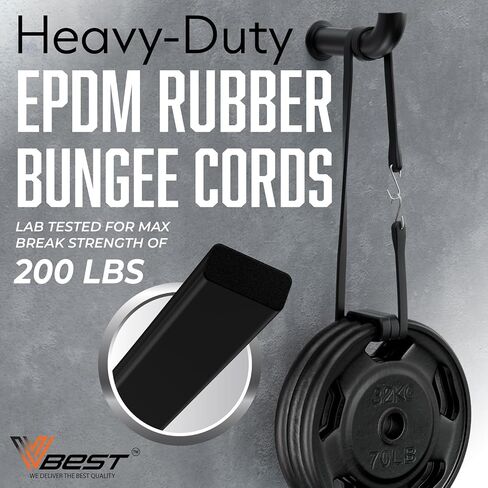 Rubber Bungee Cords with Hooks – Heavy Duty 15" Bungee Straps (6 Pack), 1.8X Max Stretch, Over 200 lbs Load – 100% EPDM Rubber & S-Hooks for Cargo, Tarps, Outdoor Use in Kuwait