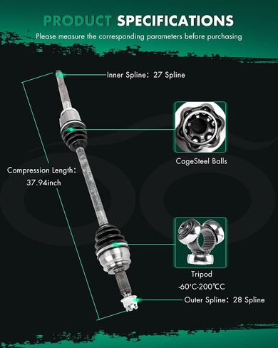 SCITOO CV Axle Shaft Assembly Front Right for Dodge Caliber 2.4L,for Jeep Compass 2.4L,for Jeep Patriot 2.4L 2007-2017 66-3514 60-3514 CH-8113 CH-8332 CH-9530 AWD in Saudi Arabia