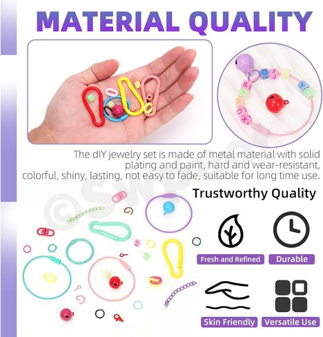 SWPEET 68PCS 8COLORS CWIVER LOBSSTER CLAW مع مقاطع سلسلة مفاتيح على شكل قلب ، وحلقات القفزة المفتوحة ومجموعة متنوعة من سلاسل الكرة ، ومقطع Carabiner Metal Carabiner للاتصال وصنع الحرف DIY in Saudi Arabia