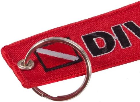 Pinstant Diver Down Flag Dive Scuba Diving Red White Keychain Key Tag Chain Fob Ring in Saudi Arabia
