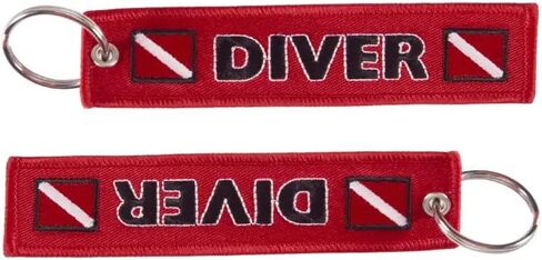 Pinstant Diver Down Flag Dive Scuba Diving Red White Keychain Key Tag Chain Fob Ring in Saudi Arabia