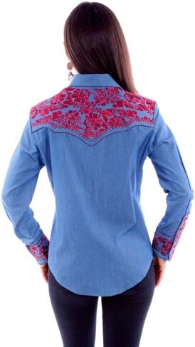 Scully Multi Colored Embroidered Yoke and Sleeve Western Shirt PL654C DEN *** in Kuwait