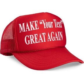 Custom Make *Your Text* Great Again Trucker Hat Mesh Cap Red in Saudi Arabia