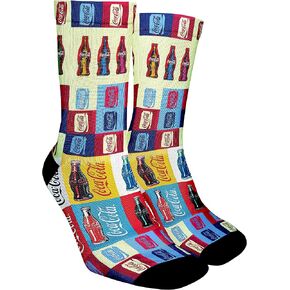 Premium Crew Socks Fun Cotton Blend with Cool Cute Colorful Soft Casual Pattern Design Dress Gift Novelty for Men Women Unisex (Coca-Cola Socks) in Saudi Arabia