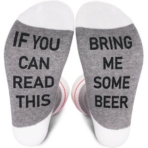 Funny Socks - If You Can Read This Bring Me Drink - Novelty Gifts For Women & Men - Red & White Striped Socks in Kuwait