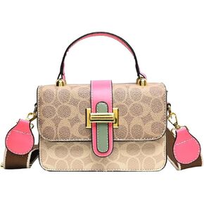 Small Crossbody Bags for Women - Leather Purse Handbag - Fashion Design - Golden Buckle (PINK) in Saudi Arabia