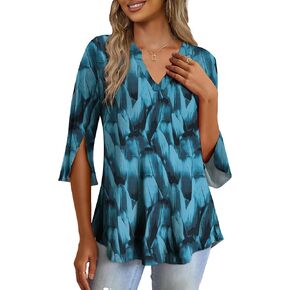FOLUNSI Women's Plus Size 3/4 Sleeve Tunic Tops V Neck Blouses Dressy Casual L-4XL in Kuwait