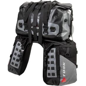 TUSK Highland X2 Rackless Luggage System w/Medium Dry Duffel Tail Bag Standard Heat Shield For KTM 390 Adventure 2020-2022 in Saudi Arabia