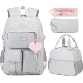 3PCS Backpack For School Women College Middle High Teen Girls Student Bookbag Waterproof Laptop Bag Black Purple in Saudi Arabia