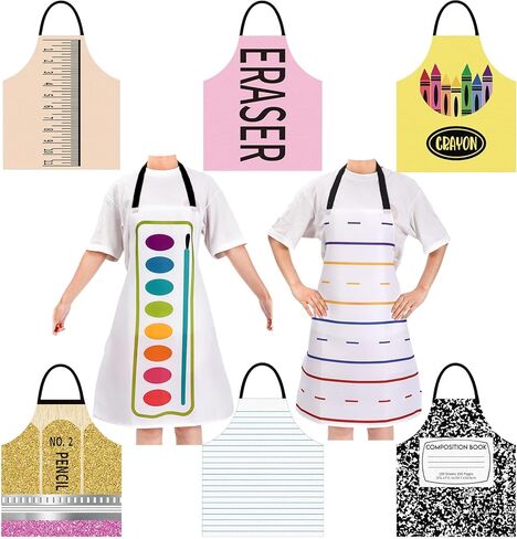 8 PCS Halloween Teacher Stealery Costumes Apron for Comple Group Halloween Artist Crayon Marker Pencil Notebook School Assume للعودة إلى المدرسة in Kuwait