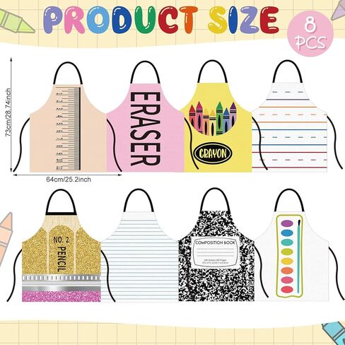 8 PCS Halloween Teacher Stealery Costumes Apron for Comple Group Halloween Artist Crayon Marker Pencil Notebook School Assume للعودة إلى المدرسة in Kuwait