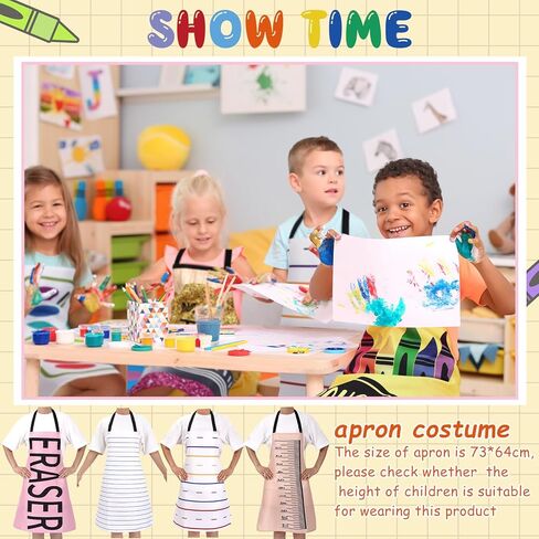 8 PCS Halloween Teacher Stealery Costumes Apron for Comple Group Halloween Artist Crayon Marker Pencil Notebook School Assume للعودة إلى المدرسة in Kuwait