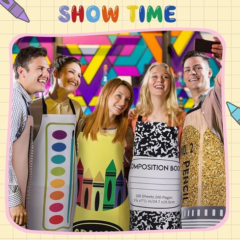 8 PCS Halloween Teacher Stealery Costumes Apron for Comple Group Halloween Artist Crayon Marker Pencil Notebook School Assume للعودة إلى المدرسة in Kuwait