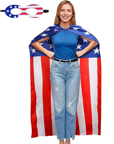 Maklulu American Flag Costume Cape, 4th of July American Flag Cape USA Patriotic Flag Cloak in Kuwait