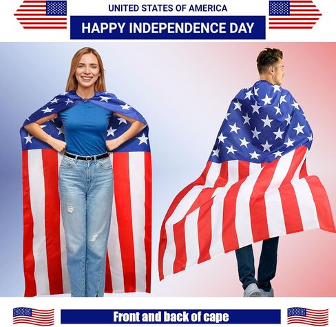Maklulu American Flag Costume Cape, 4th of July American Flag Cape USA Patriotic Flag Cloak in Kuwait