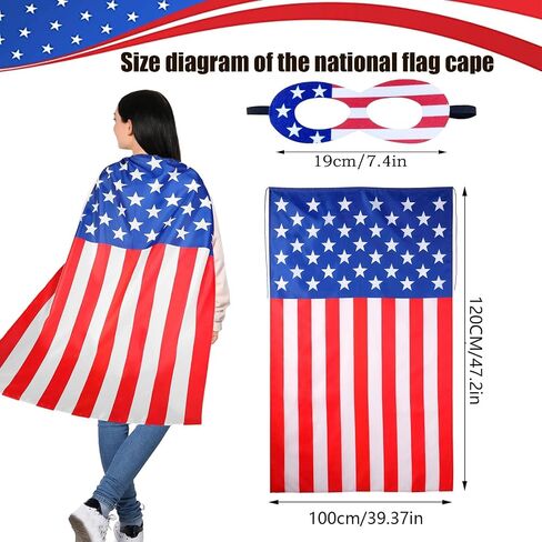 Maklulu American Flag Costume Cape, 4th of July American Flag Cape USA Patriotic Flag Cloak in Kuwait