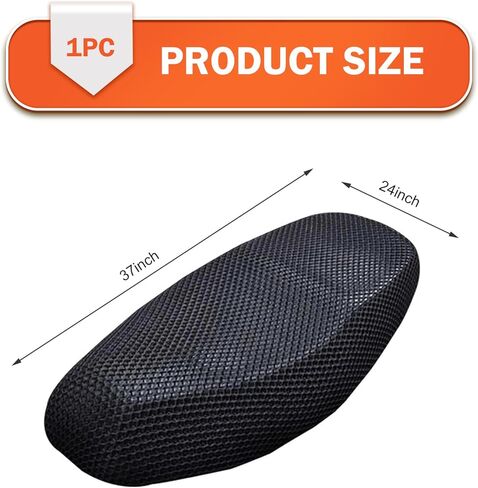 غطاء مقعد الدراجات النارية ، وسادة مضادة للانزلاق ، شبكة عسل معزولة وتنفس ، غطاء مقعد الدراجات ، 37.4x23.6in (أسود) in Kuwait