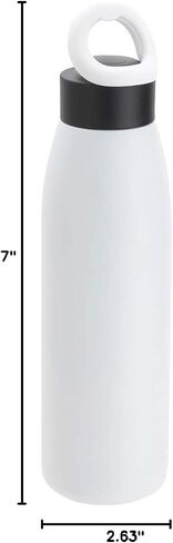 Premium Copper Coated Bottle, Double – Wall 12oz,18oz Actives Insulated Stainless Water Bottle with silicone carrying ring (MATTE BLACK, 18 OZ) in Saudi Arabia