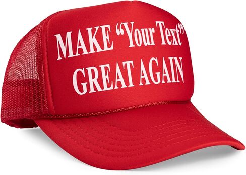 Custom Make *Your Text* Great Again Trucker Hat Mesh Cap Red in Saudi Arabia
