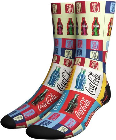 Premium Crew Socks Fun Cotton Blend with Cool Cute Colorful Soft Casual Pattern Design Dress Gift Novelty for Men Women Unisex (Coca-Cola Socks) in Saudi Arabia
