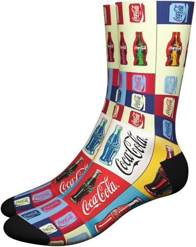 Premium Crew Socks Fun Cotton Blend with Cool Cute Colorful Soft Casual Pattern Design Dress Gift Novelty for Men Women Unisex (Coca-Cola Socks) in Saudi Arabia