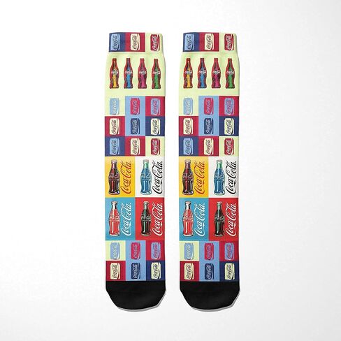 Premium Crew Socks Fun Cotton Blend with Cool Cute Colorful Soft Casual Pattern Design Dress Gift Novelty for Men Women Unisex (Coca-Cola Socks) in Saudi Arabia