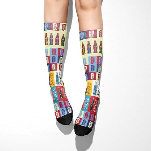 Premium Crew Socks Fun Cotton Blend with Cool Cute Colorful Soft Casual Pattern Design Dress Gift Novelty for Men Women Unisex (Coca-Cola Socks) in Saudi Arabia