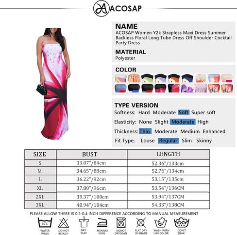 ACOSAP Women Y2k Strapless Maxi Dress Summer Backless Floral Long Tube Dress Off Shoulder Cocktail Party Dress in Kuwait