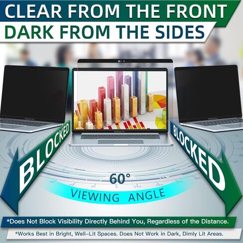 STARY 2-Pack 14 Inch Laptop Privacy Screen Filter for 16:9 Widescreen - Removable Protector, Anti-Glare & Blue Light Filter for Professionals, Students, and Digital Nomads in Saudi Arabia