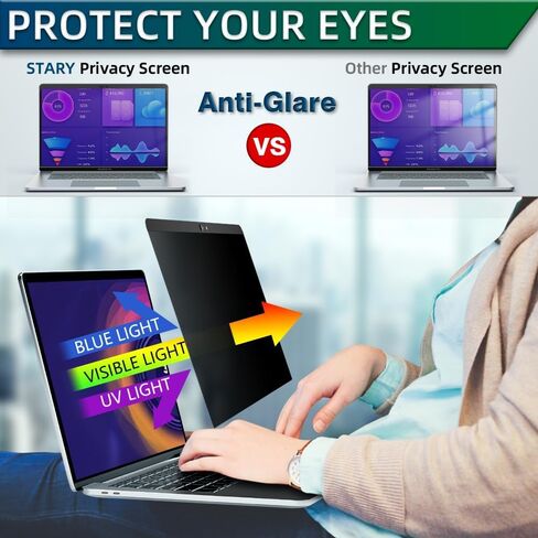 STARY 2-Pack 14 Inch Laptop Privacy Screen Filter for 16:9 Widescreen - Removable Protector, Anti-Glare & Blue Light Filter for Professionals, Students, and Digital Nomads in Saudi Arabia