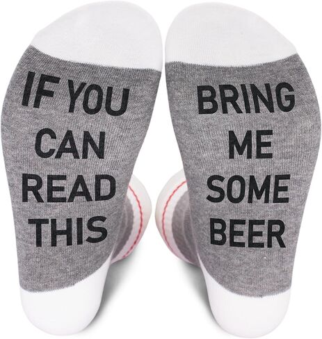 Funny Socks - If You Can Read This Bring Me Drink - Novelty Gifts For Women & Men - Red & White Striped Socks in Kuwait