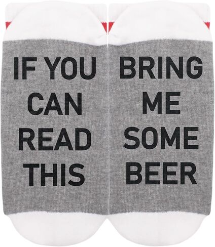 Funny Socks - If You Can Read This Bring Me Drink - Novelty Gifts For Women & Men - Red & White Striped Socks in Kuwait