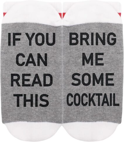 Funny Socks - If You Can Read This Bring Me Drink - Novelty Gifts For Women & Men - Red & White Striped Socks in Kuwait