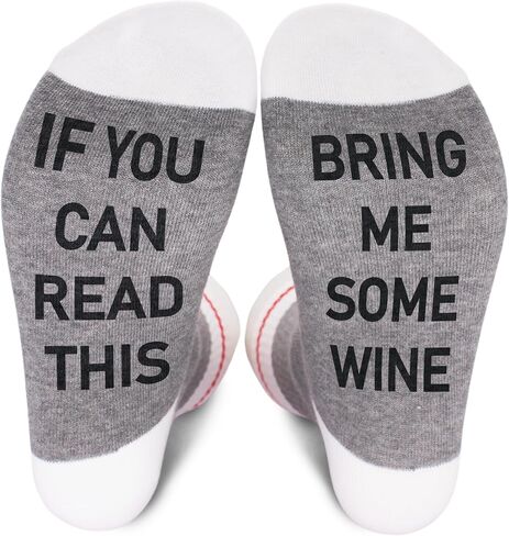 Funny Socks - If You Can Read This Bring Me Drink - Novelty Gifts For Women & Men - Red & White Striped Socks in Kuwait