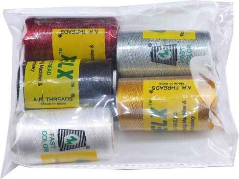 Silk Thread Spools for Wrapping Shiny Bright 5 Colours - Red,Blue,Green,Orange and Yellow in Kuwait