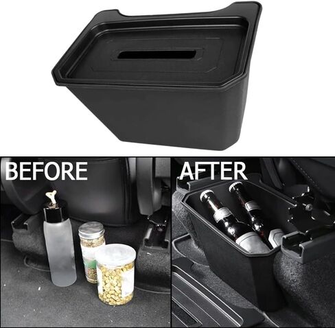 منظم صندوق تخزين المقعد الخلفي للسيارة لنموذج Tesla Y 19-23 Center Console Bins Backseate Trash CAN Darbage Bag تحت علبة المقعد (رمادي) in Saudi Arabia