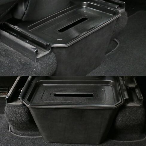 منظم صندوق تخزين المقعد الخلفي للسيارة لنموذج Tesla Y 19-23 Center Console Bins Backseate Trash CAN Darbage Bag تحت علبة المقعد (رمادي) in Saudi Arabia