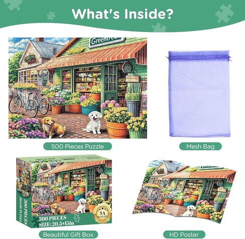 500 Pieces Jigsaw Puzzles for Adults, Cat Flower Truck Jigsaw Puzzles 500 Piece for Adults Seniors, Recycled Paper 500 Pieces Puzzle as Home Decor, Sturdy Puzzle Challenging Family Game Great Gift in Kuwait