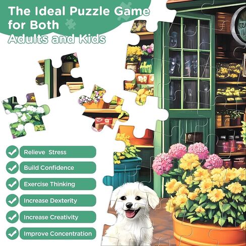 500 Pieces Jigsaw Puzzles for Adults, Cat Flower Truck Jigsaw Puzzles 500 Piece for Adults Seniors, Recycled Paper 500 Pieces Puzzle as Home Decor, Sturdy Puzzle Challenging Family Game Great Gift in Kuwait