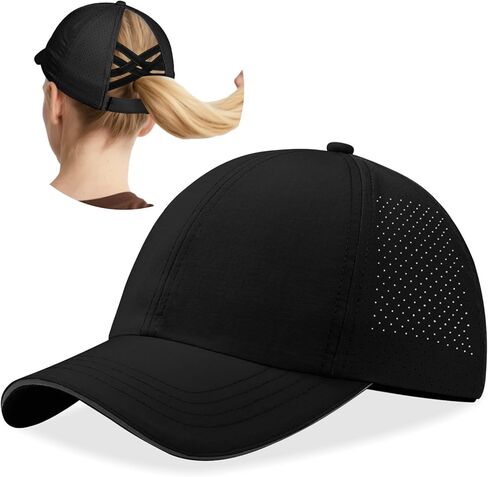 Women Ponytail Hats Criss Cross Quick Dry Baseball Cap Adjustable Workout Golf Cap Sun Hat for Sports & Outdoor in Kuwait