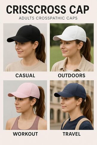 Women Ponytail Hats Criss Cross Quick Dry Baseball Cap Adjustable Workout Golf Cap Sun Hat for Sports & Outdoor in Kuwait