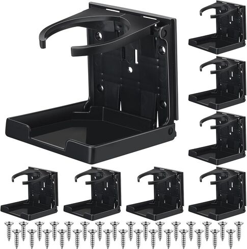 Boat Cup Holder Folding Cup Holder Adjustable Drink Holder with Screws Wall Mount Plastic Cup Holder Car Water Bottle Holder Autos Boats Accessories for Trucks Autos Boats Accessories, Black in Saudi Arabia