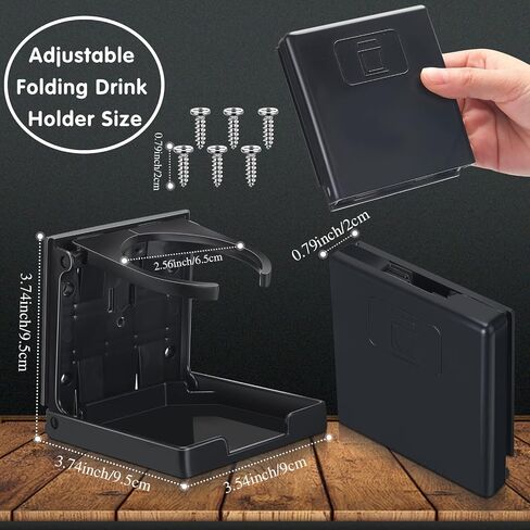 Boat Cup Holder Folding Cup Holder Adjustable Drink Holder with Screws Wall Mount Plastic Cup Holder Car Water Bottle Holder Autos Boats Accessories for Trucks Autos Boats Accessories, Black in Saudi Arabia