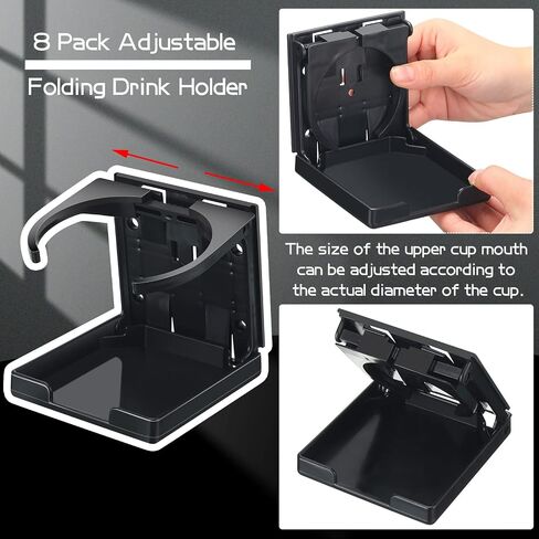 Boat Cup Holder Folding Cup Holder Adjustable Drink Holder with Screws Wall Mount Plastic Cup Holder Car Water Bottle Holder Autos Boats Accessories for Trucks Autos Boats Accessories, Black in Saudi Arabia