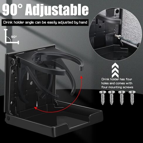 Boat Cup Holder Folding Cup Holder Adjustable Drink Holder with Screws Wall Mount Plastic Cup Holder Car Water Bottle Holder Autos Boats Accessories for Trucks Autos Boats Accessories, Black in Saudi Arabia