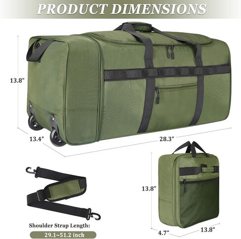 Rolling Duffle Bag with Wheels, 85L Expandable Rolling Duffel Bag for Travelling, Extra Large Foldable Carry on Travel Duffle Bag for Men in Kuwait