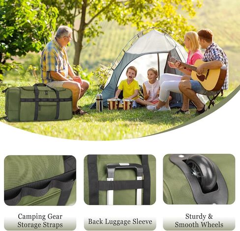 Rolling Duffle Bag with Wheels, 85L Expandable Rolling Duffel Bag for Travelling, Extra Large Foldable Carry on Travel Duffle Bag for Men in Kuwait