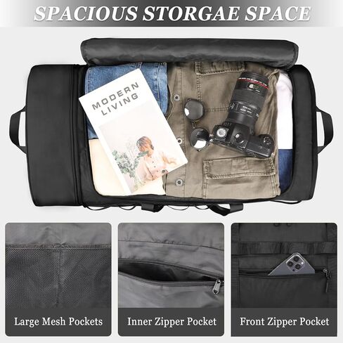 Rolling Duffle Bag with Wheels, 85L Expandable Rolling Duffel Bag for Travelling, Extra Large Foldable Carry on Travel Duffle Bag for Men in Kuwait